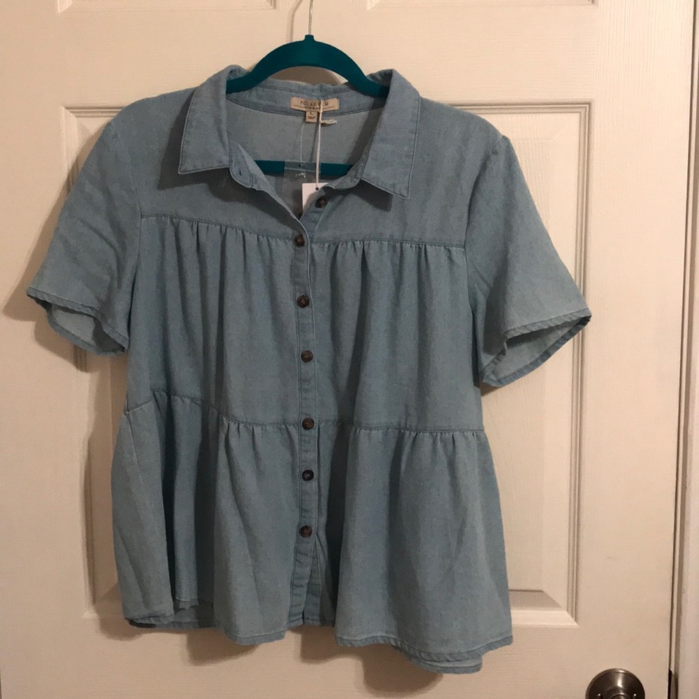 Chambray Button Down Top